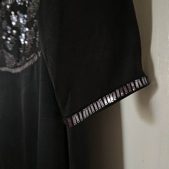 TORY BURCH Black Sequin Silk Shift Dress - Picture 8 of 16